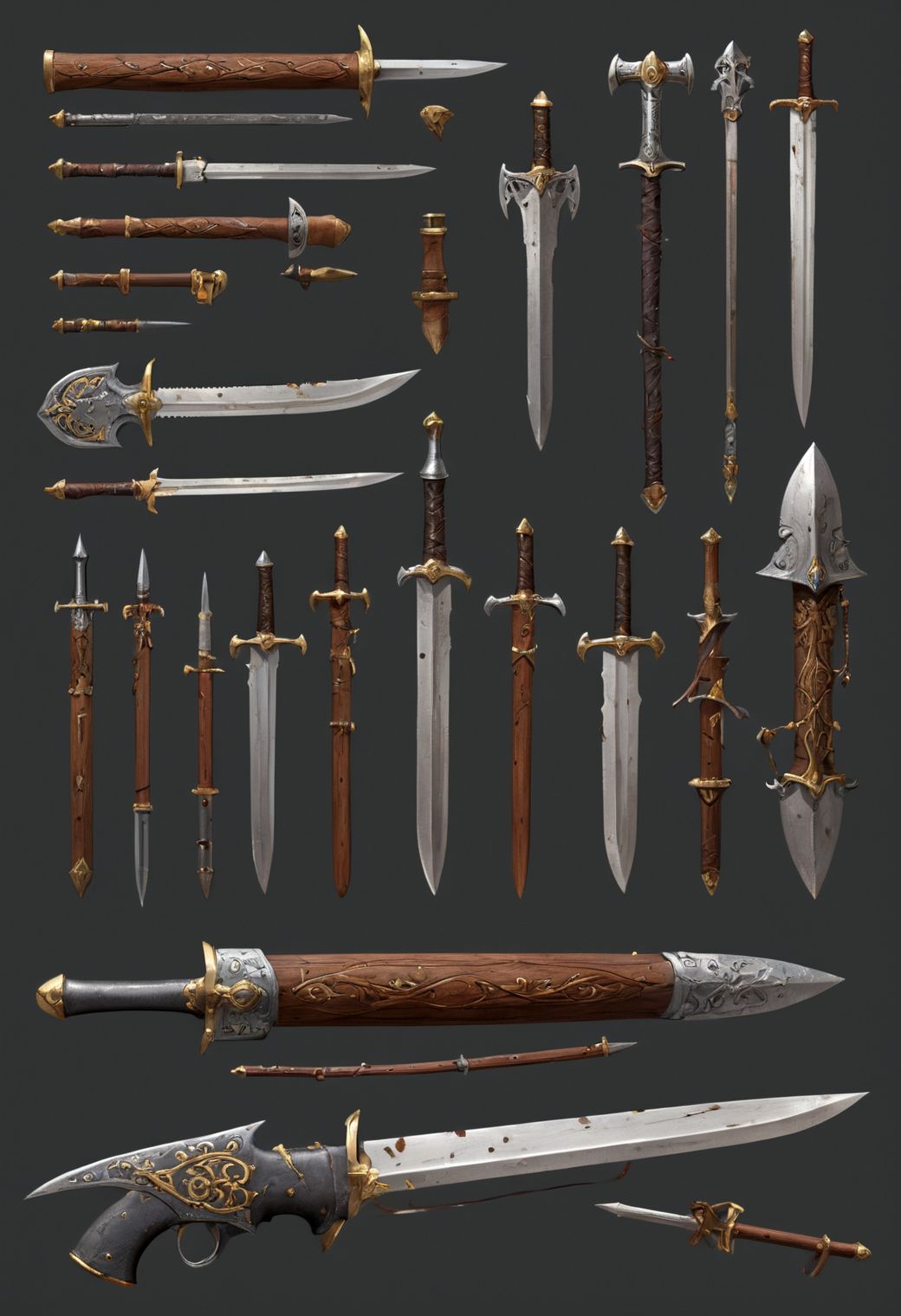 25786-213795885-small medieval weapons,  concept arts, technical sheet, exploded view, masterpiece, best quality, perfect lighting, extremely de.jpg